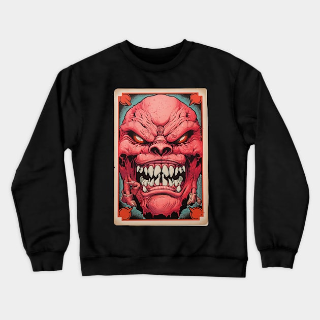 Pink Mutation Retro Playing Card Crewneck Sweatshirt by ArtLegend99